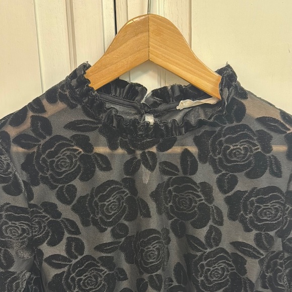 Entro Whimsigoth Black Sheer Blouse with Roses. Size M. - Picture 3 of 6